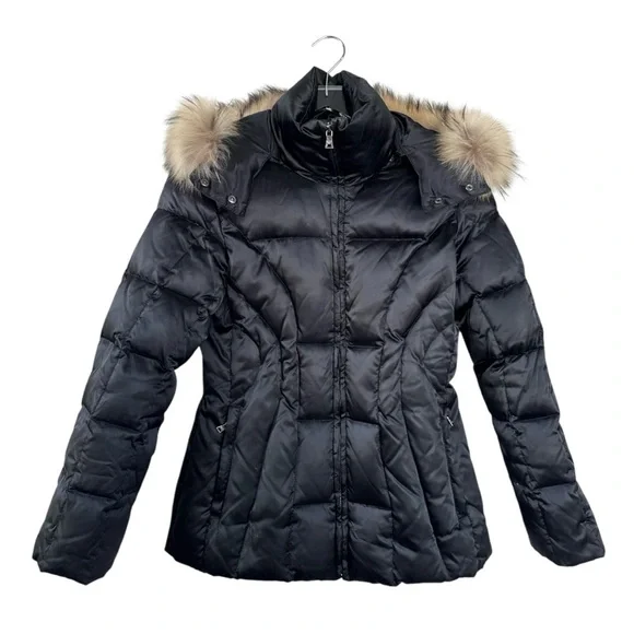 Andrew Marc Down Puffer Jacket with Fur Hood Size Small - Picture 2 of 8